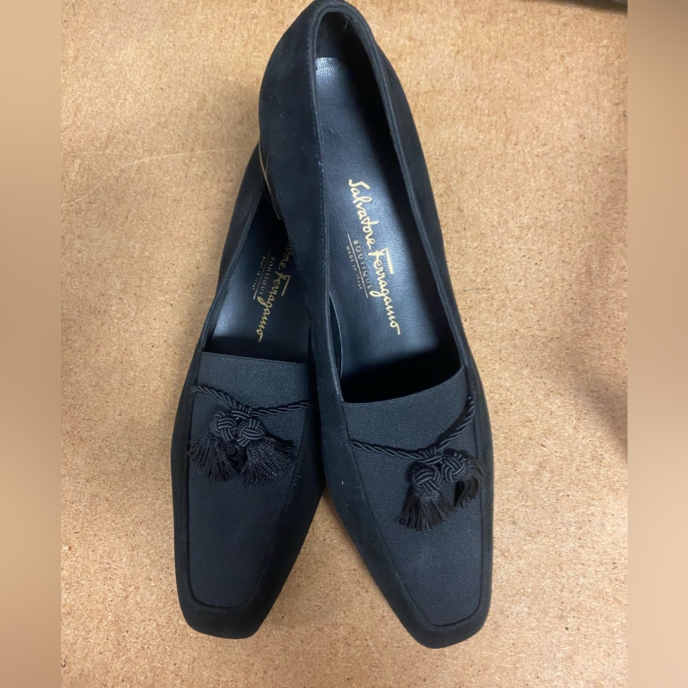 Salvatore Ferragamo Black Tassel Loafers